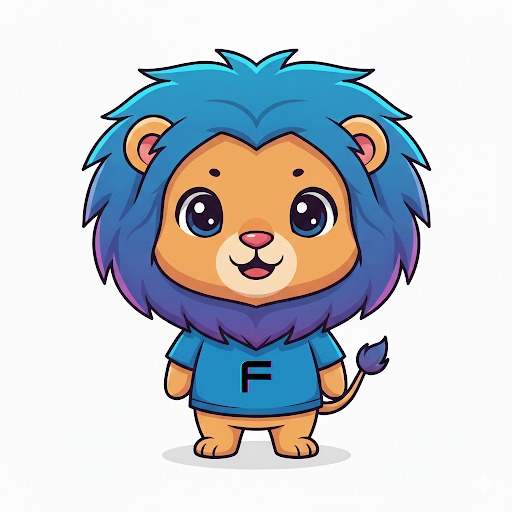 Focus Mascot - Lion Cub with Blue Mane